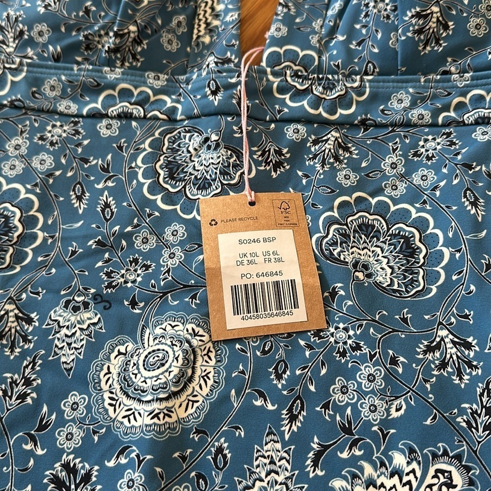 NWT Boden Ithaca paisley blue one piece halter neck swimsuit LONG TORSO sizes - Picture 4 of 5